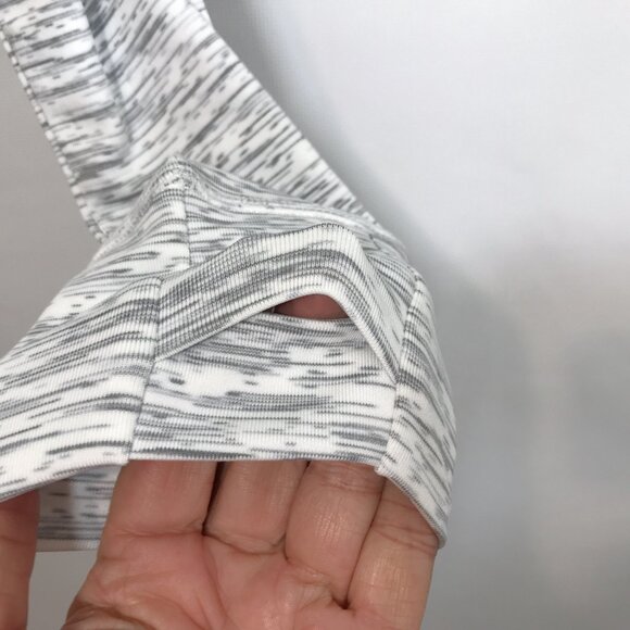 Fitted Cropped Zip Hoodie Jacket Thumb Holes Gray White L - Picture 5 of 12